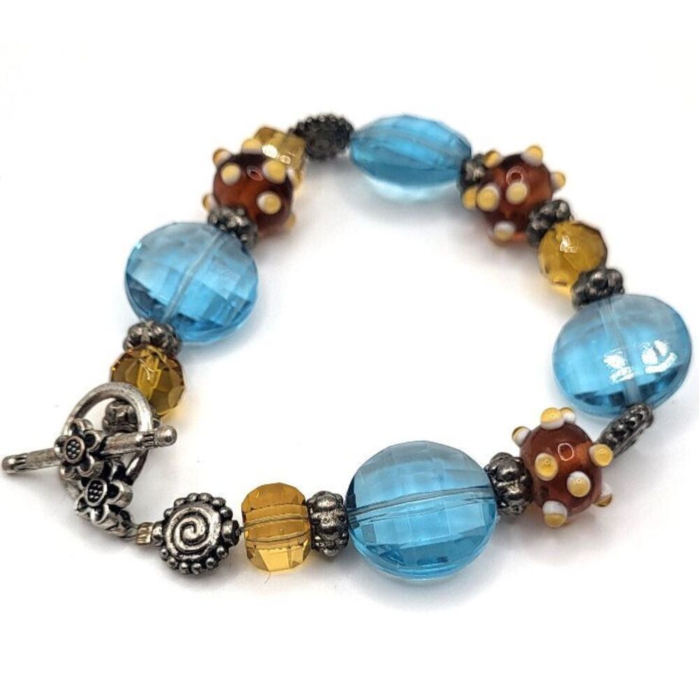 Funky Chunky Blown Glass Bracelet 8.5in